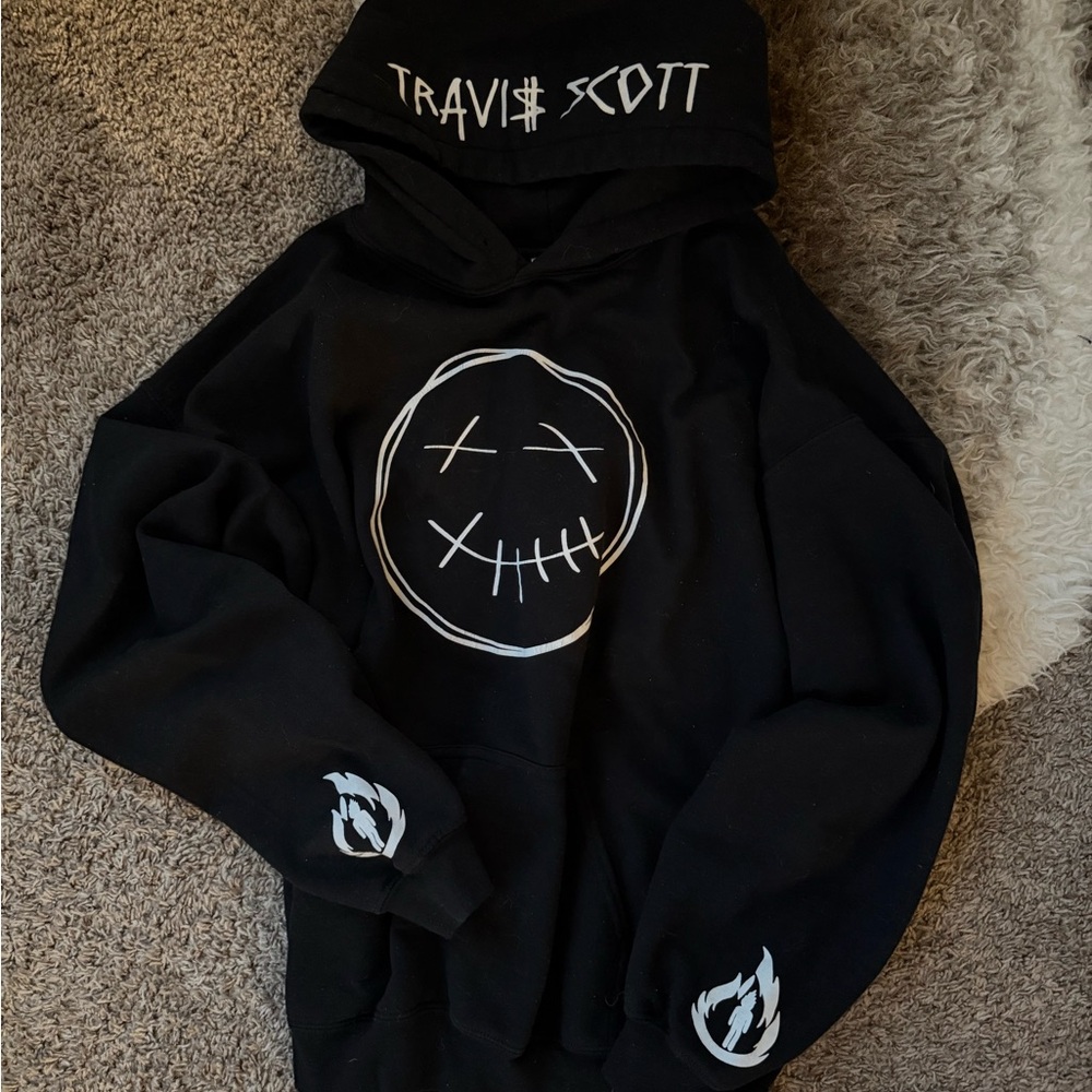 Travis Scott Black Hoodie with White Graphic